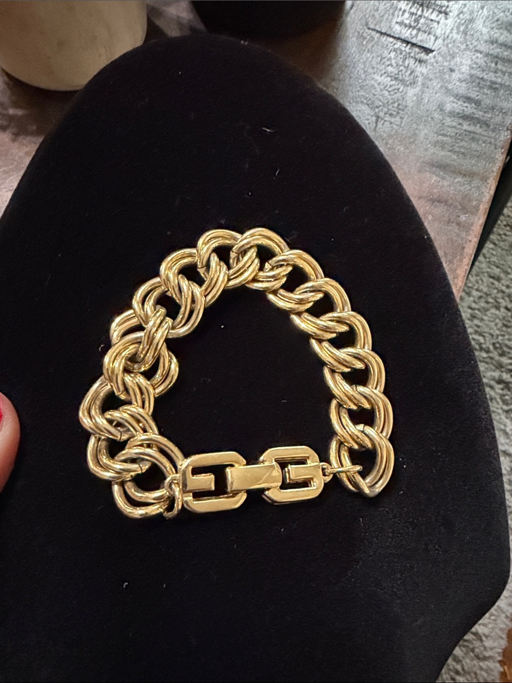 EUC Givenchy double curb chain link 18k gold plated bracelet